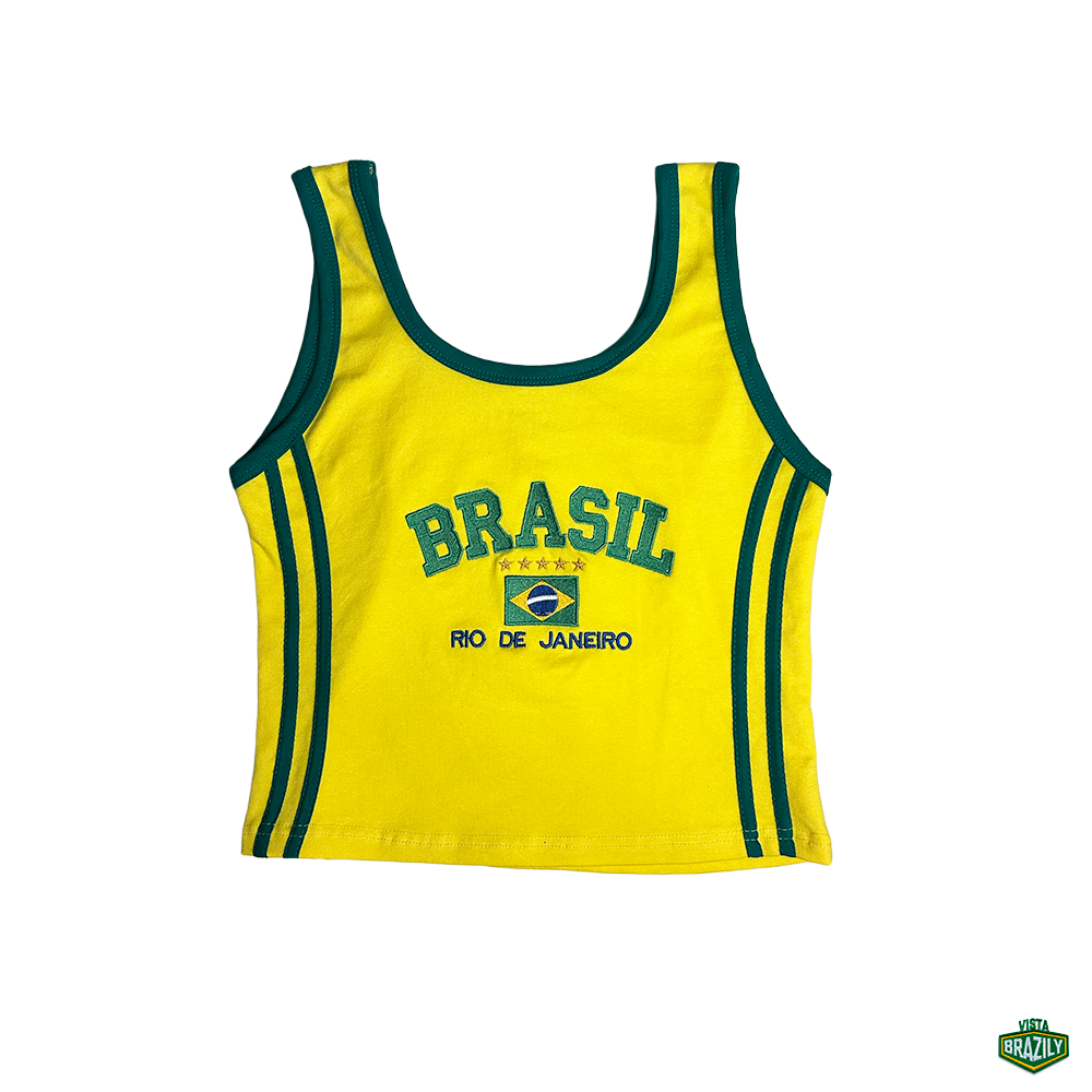 Regata Cropped Bordada Feminina